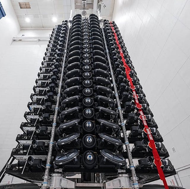 2. Space X currently has more than 5,700 Starlink satellites in orbit, launched at up to 64 at a time from a payload bay like this one.