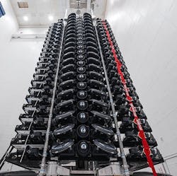 2. Space X currently has more than 5,700 Starlink satellites in orbit, launched at up to 64 at a time from a payload bay like this one. 2. Space X currently has more than 5,700 Starlink satellites in orbit, launched at up to 64 at a time from a payload bay like this one.
