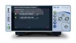 The CNT-102 dual-channel frequency analyzer can support parallel and independent time/frequency measurements.