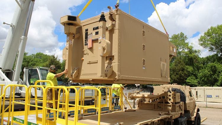 Northrop Grumman's EOC being loaded onto an M1085 long-wheelbase truck