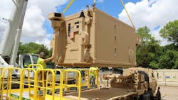 Northrop Grumman's EOC being loaded onto an M1085 long-wheelbase truck Northrop Grumman's EOC being loaded onto an M1085 long-wheelbase truck