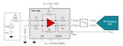 1. A TRF1305 RF FDA converts a single-ended input to a differential output that drives an RF sampling ADC. 1. A TRF1305 RF FDA converts a single-ended input to a differential output that drives an RF sampling ADC.