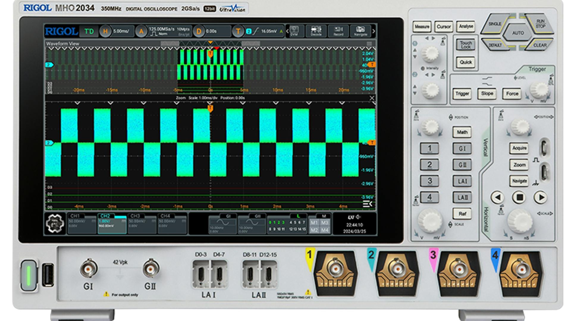 Rigol MHO2000 4-channel 12-bit 350MHz Digital Oscilloscope Series.