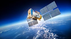 A GPS satellite orbiting the Earth. A GPS satellite orbiting the Earth.