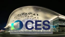 A view of the West Hall of Las Vegas's Convention Center superimposed with CES logo A view of the West Hall of Las Vegas's Convention Center superimposed with CES logo