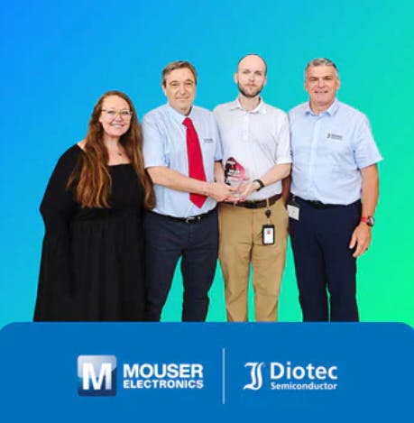 Representatives from Diotec present the Mouser team with the 2025 e-Commerce Partner of the Year Award