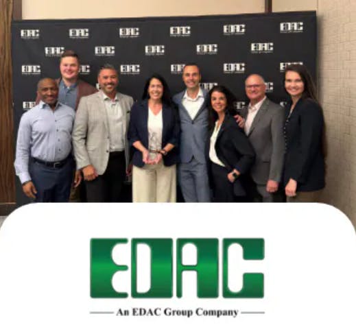 Representatives from EDAC Group present the Mouser team with the 2025 Global High Service Distributor of the Year Award